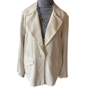 Vintage Loft Linen Blend Blazer Oversized Sz Small Pockets missing belt